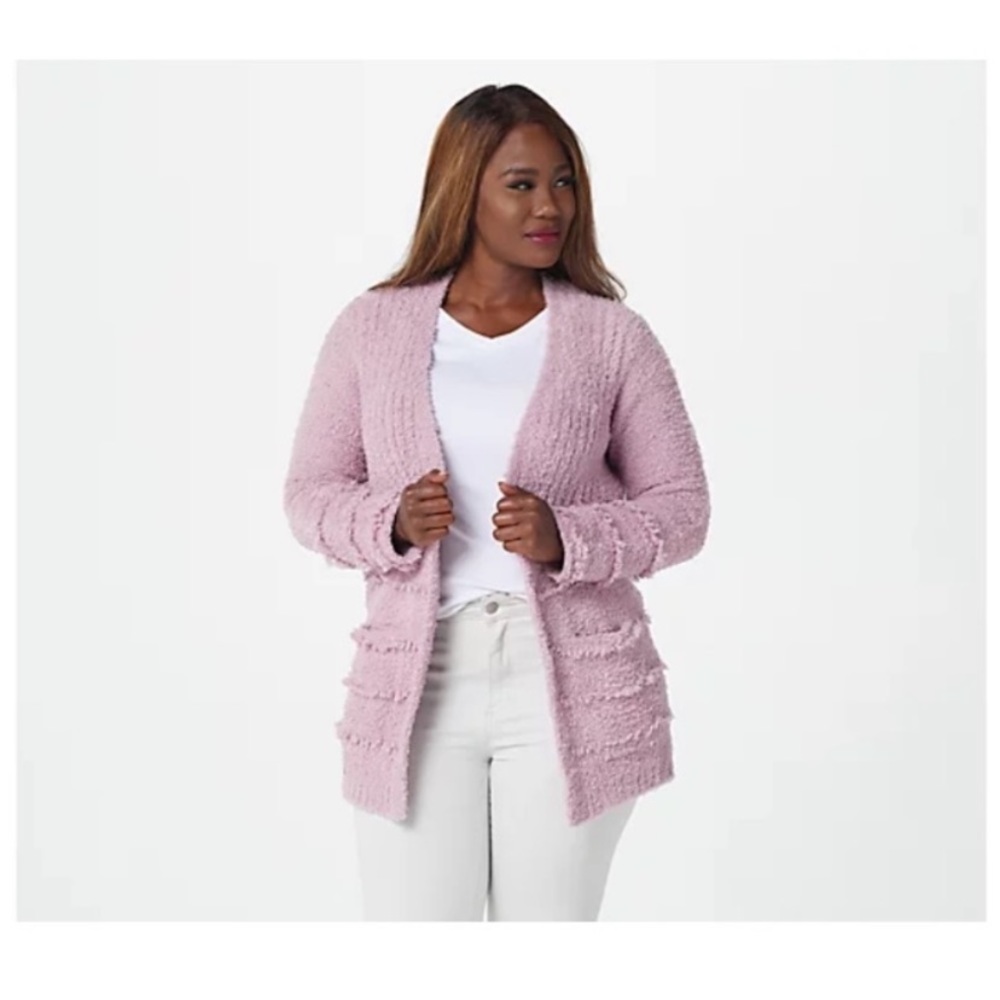 Barefoot Deams Cozychic Boardwalk Cardigan in Orchid size 1X